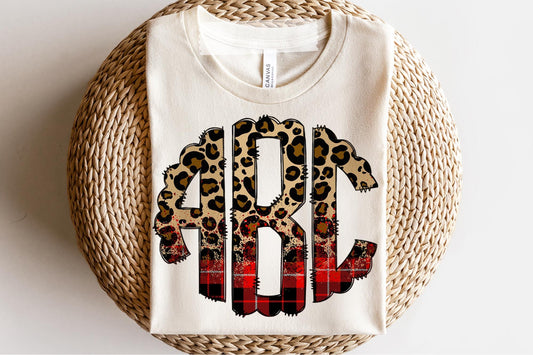 Custom Buffalo Plaid Leopard Monogram